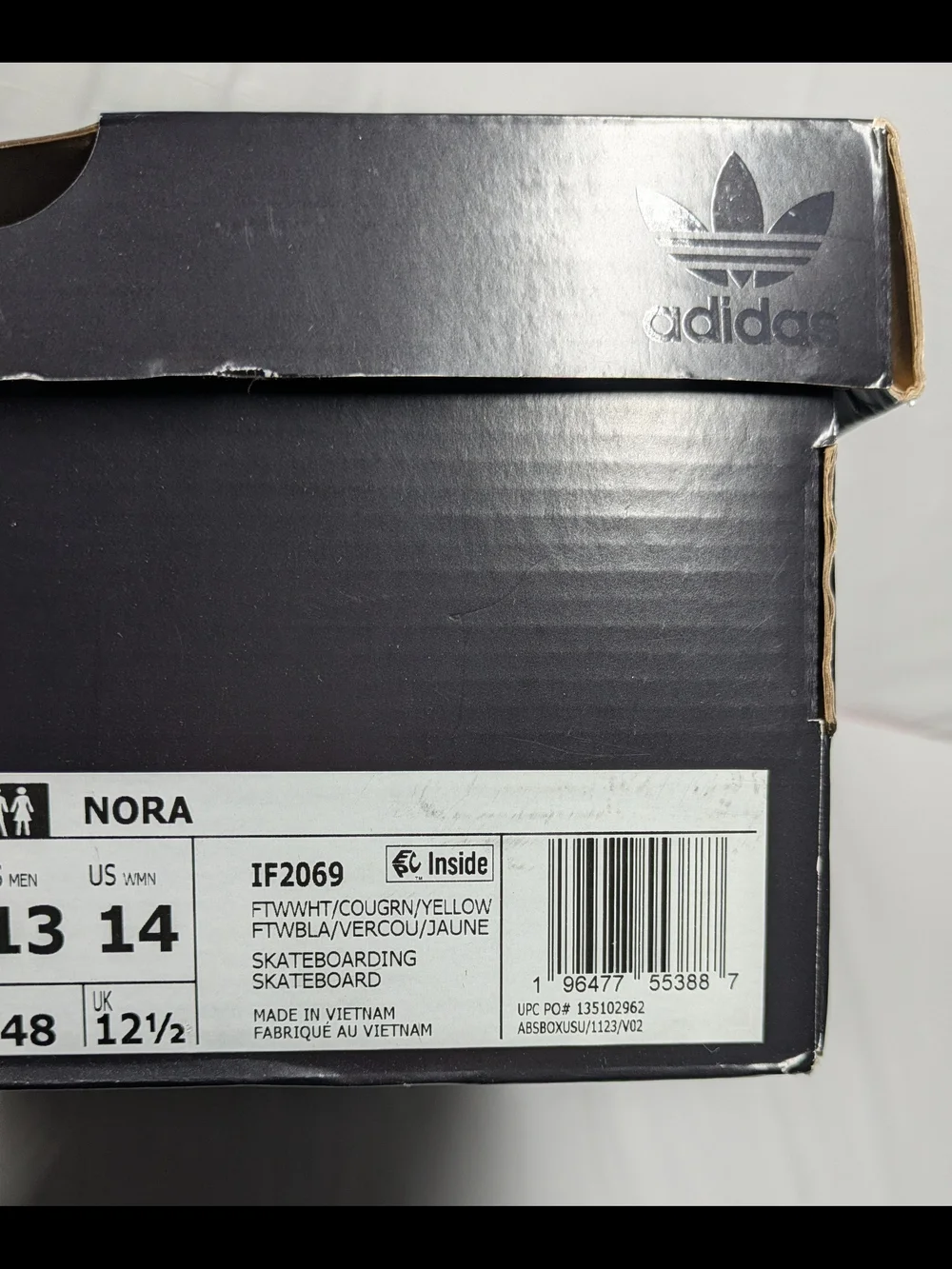adidas Men’s White Nora with Green & Yellow Stripes
